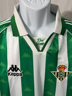 ⚽ Vintage Kappa Men’s M Green White Real Betis Kit Jersey Polo EUC 🌿